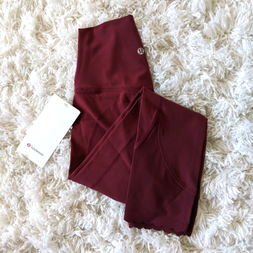 Lululemon Align Scalloped Hem High-Rise Crop 23" (Red Merlot, Size 2)